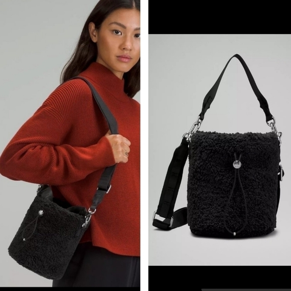 LULULEMON Crossbody Fleece Bucket Bag 2.5L in Black - Picture 9 of 9